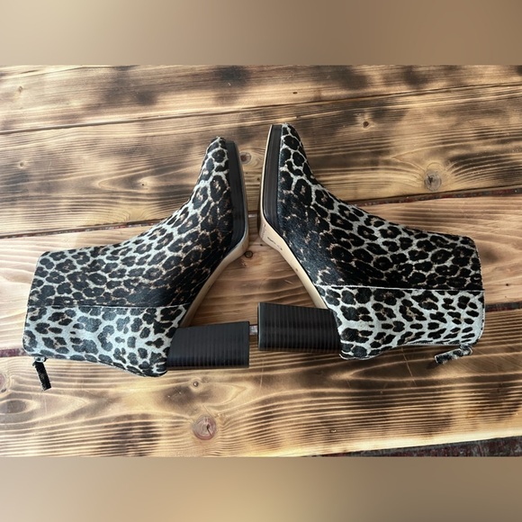 Sancturary Womens 8 Bold Fun Pointed Toe Zipper Leopard Heel Bootie Block Boots - Picture 8 of 13
